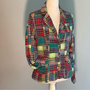 Sam Ty Patchwork Plaid Blazer Jacket Size 8